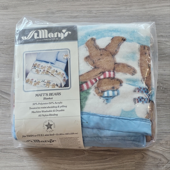 Vintage St. Mary's Matt's Bears Twin OR Full Blanket - Picture 2 of 6